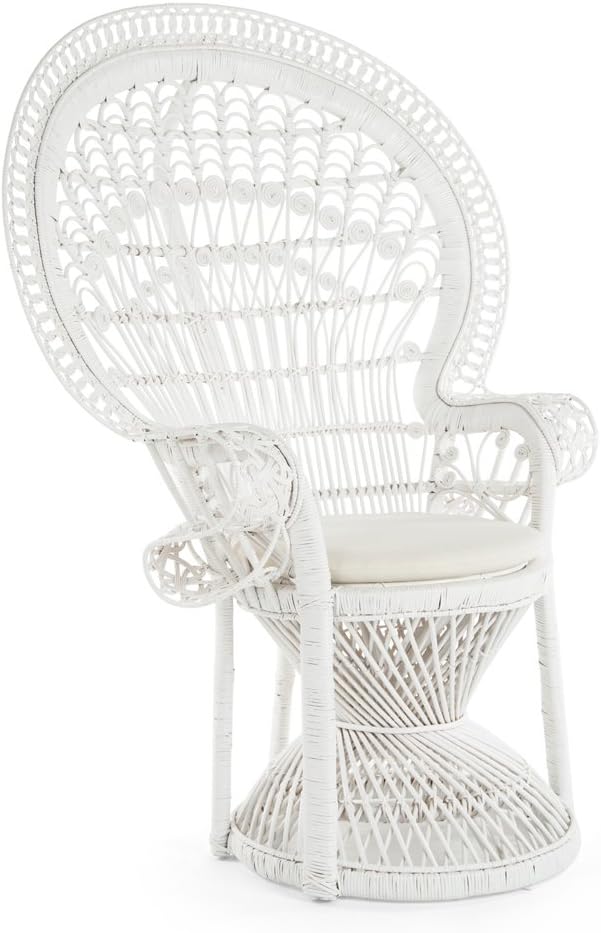 KOUBOO Peacock Grand Peacock Chair, Rattan Chair, Handmade, Accent Chair, Vintage, Retro, Boho, Furniture, Sunroom, White