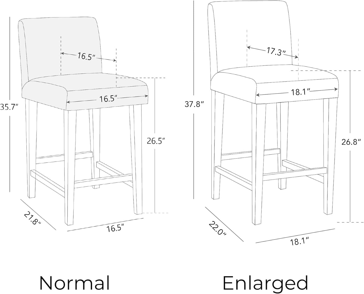 CHITA Counter Height Bar Stools Set of 3, 27" H Seat Height Upholstered Barstools, PU Leather in Stone Grey