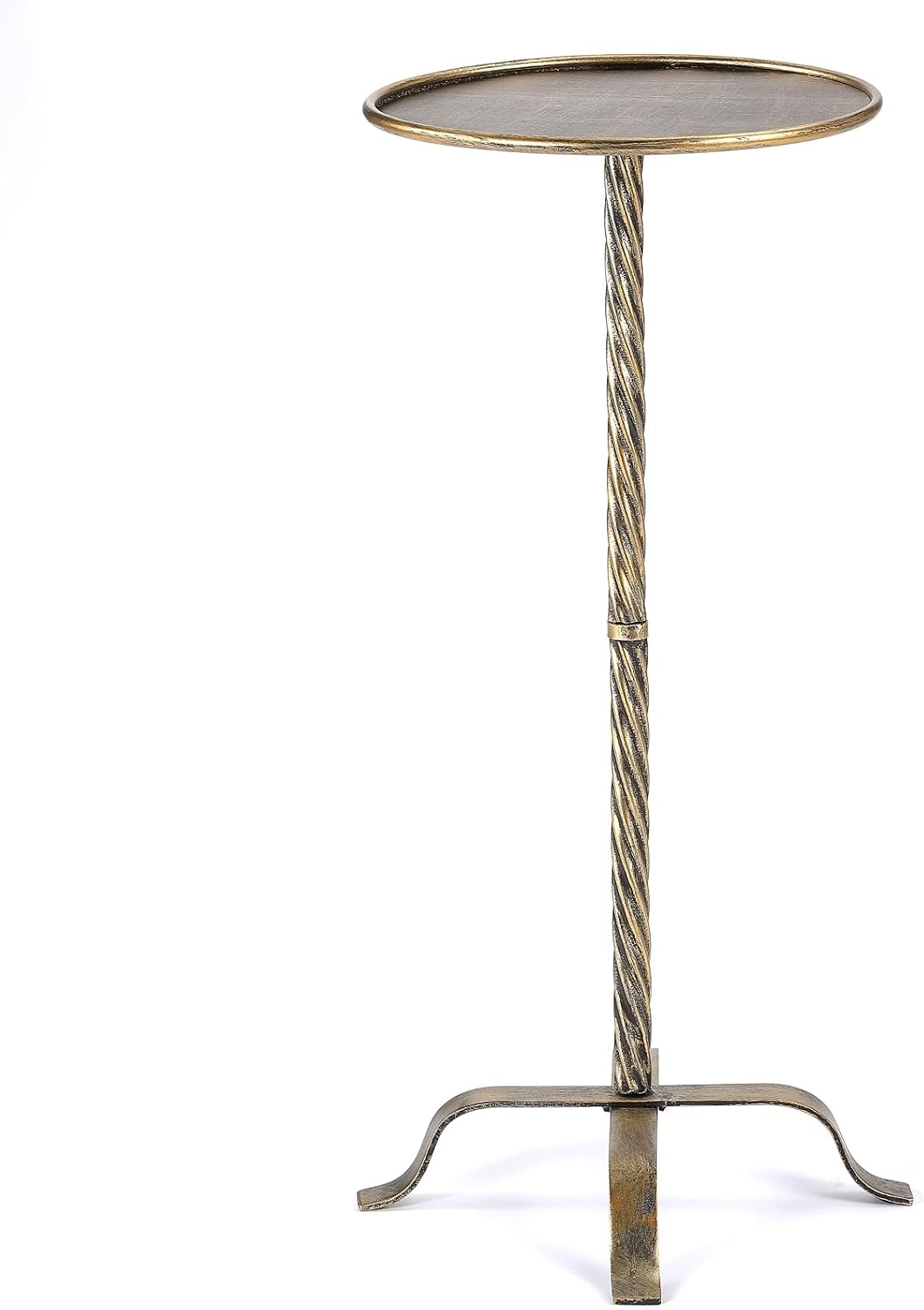 Metal Martini Table, 27.75" Antique Gold Side Table with 4 Legs, Modern Small Round Drink Table for Small Spaces Livng Room Sofa Couch Patio