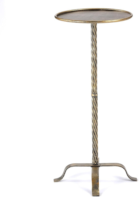 Metal Martini Table, 27.75" Antique Gold Side Table with 4 Legs, Modern Small Round Drink Table for Small Spaces Livng Room Sofa Couch Patio