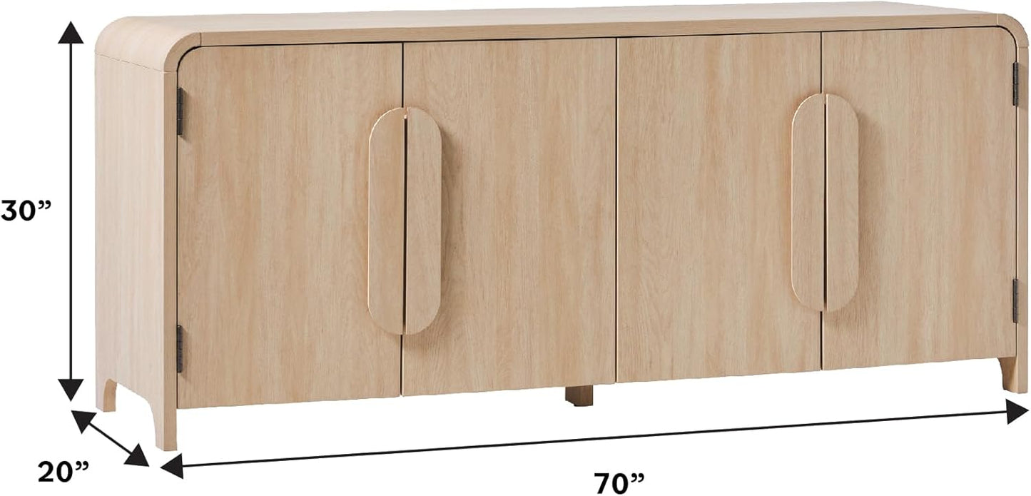 Walker Edison Chantelle Sideboard TV Stand with Storage, 70", Coastal Oak