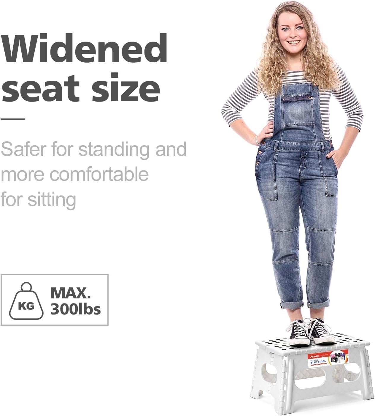 ACSTEP Folding Step Stool 9 Inch,15-Inch Extra Wide Heavy Duty Stepping Stool More Safe and Comfortable Non Slip Foldable Step Stool for Kids and Adults White, 10 Pack