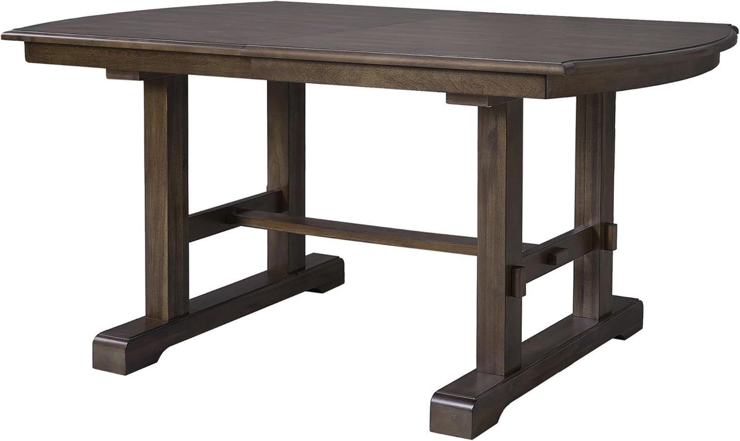 Ball & Cast 60"-78" Extendable Farmhouse Dining-Table for 6-8, Expandable Wooden Kitchen Table with 18" Removable Leaf, Large Retro H-Leg Dining Room Table for 4-8,Space Saving & Sturdy, Brown