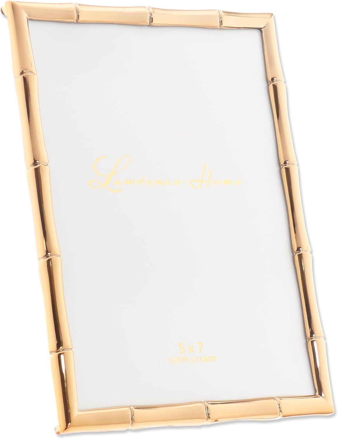 Lawrence Frames 5" W x 7" H Gold Metal Picture Frame with Bamboo Design (712257)