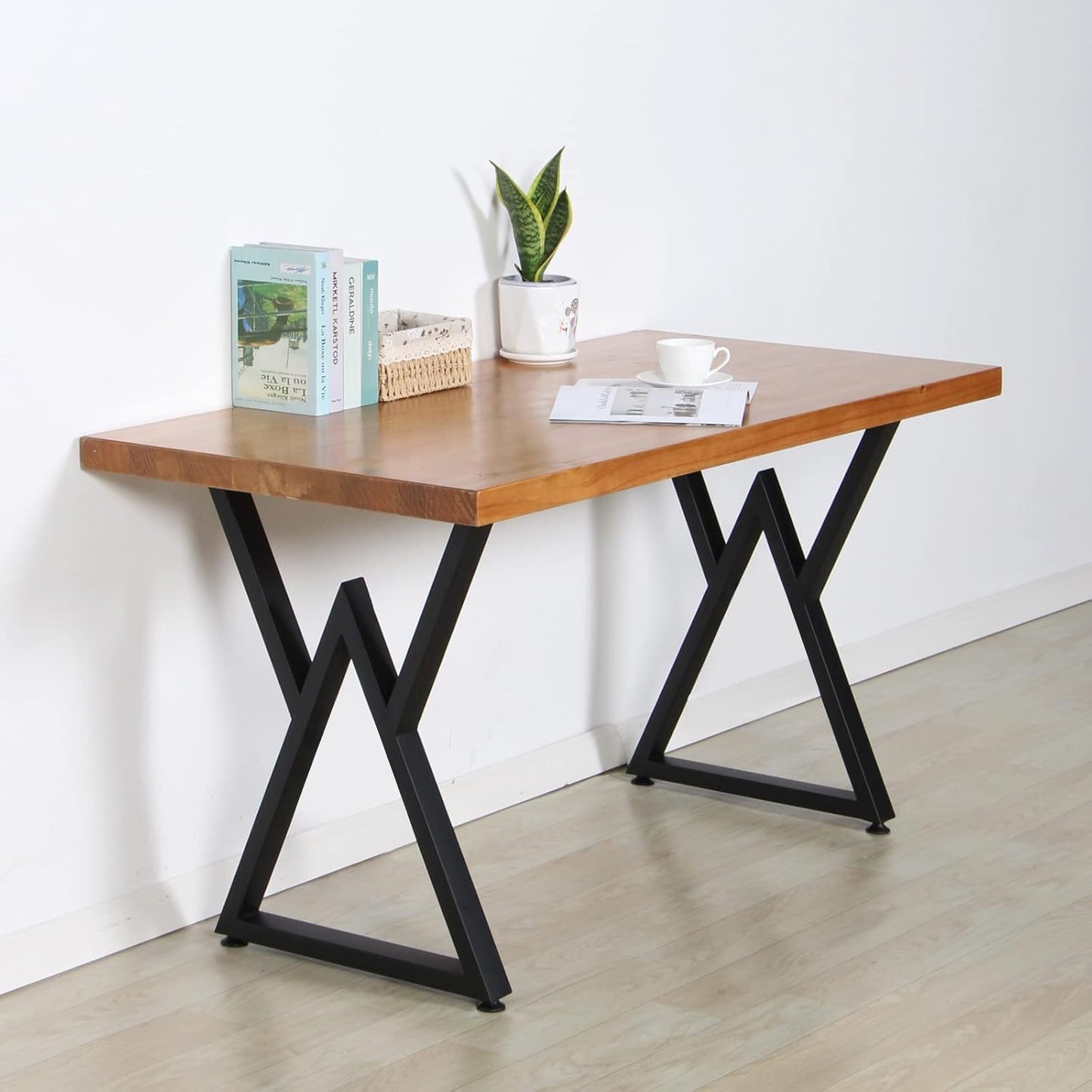 SSS Furniture Metal Desk Legs H28 x W20, Industrial & Rustic Style V Shape Table Legs with Adjustable Protector Feet, DIY Table Legs, Metal Legs for Furniture, Black, Set of 2