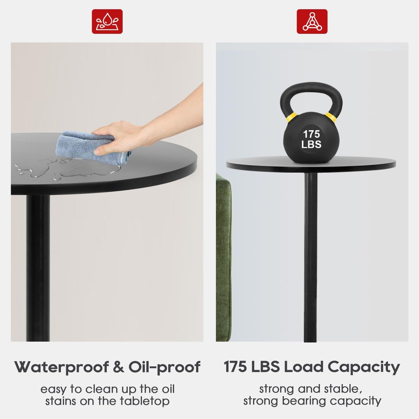 FDW Pub Table 40 Inch Height Cocktail Table Round Bistro Bar Table for Home and Kitchen Dining