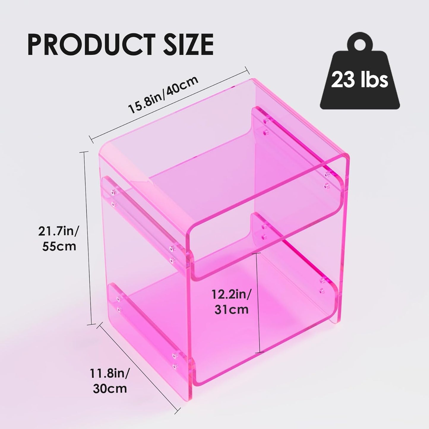 Clear Acrylic 3-Tier End Table/Nightstand – Sleek Bedside Storage with Durable Design, Perfect for Bedrooms, Living Rooms, or Modern Interiors – Ideal as a Bedside Table or Sofa Side Piece