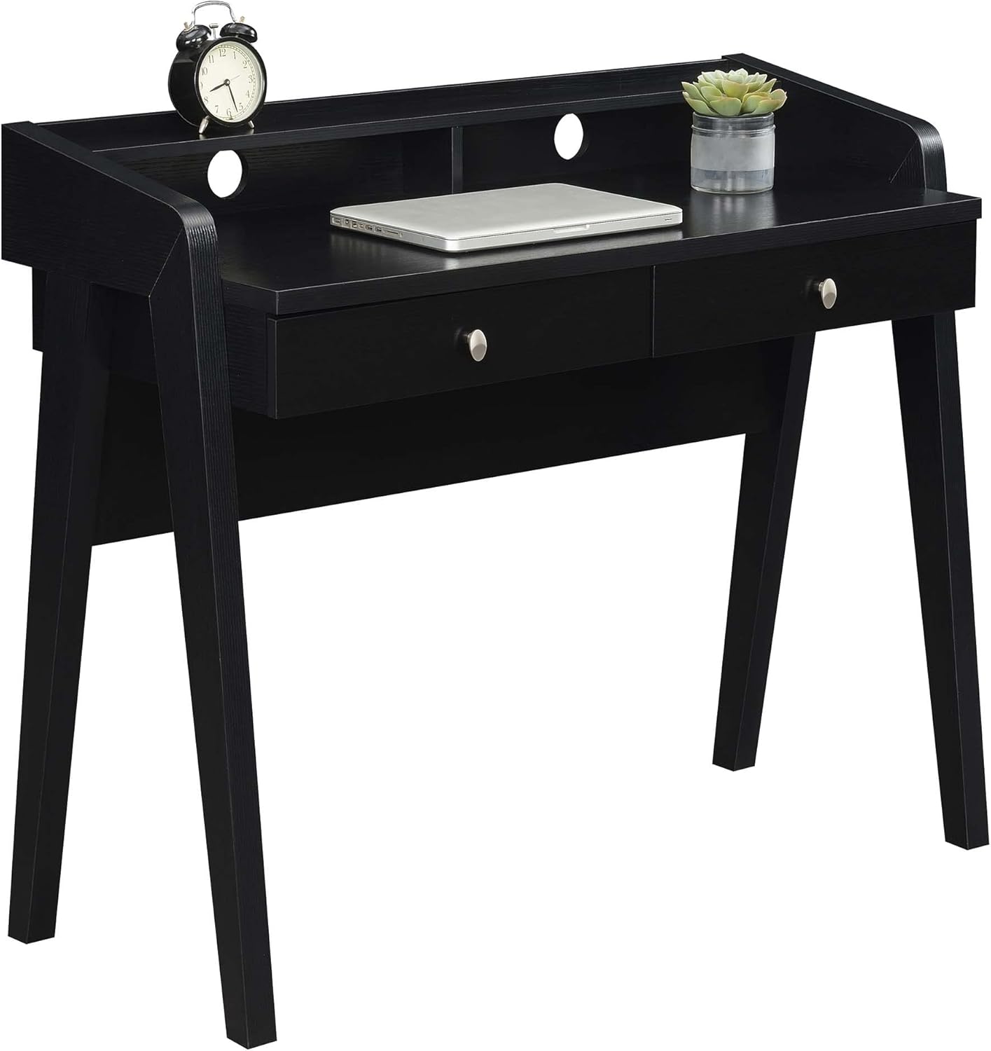 Convenience Concepts Newport Deluxe 2 Drawer Desk with Shelf, Black