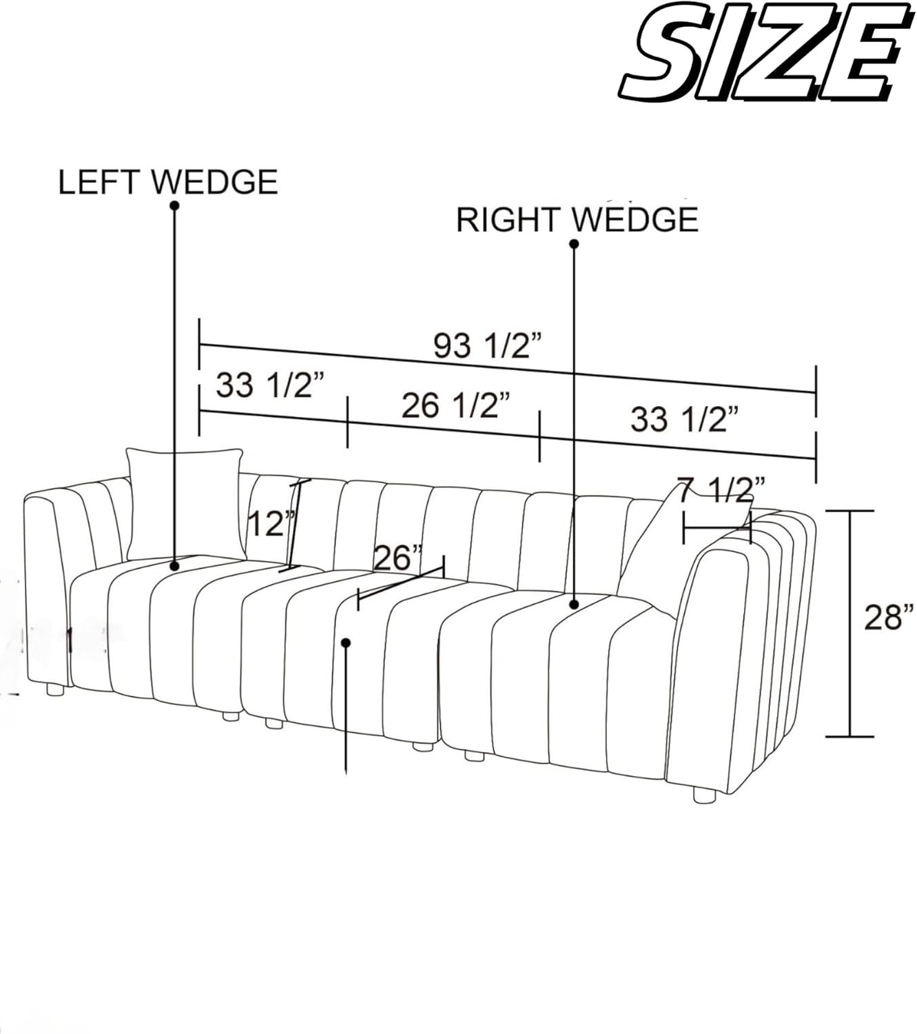 Sectional Couches Sofa for Living Room, 93″3 Seater Cloud Couch, Modern Comfy Modular Sectional Sofa with Deep Seats for Bedroom, Small Space, Brown