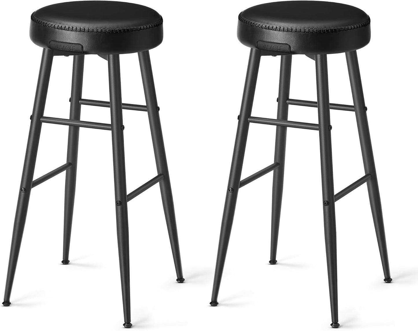 VASAGLE EKHO Collection - Bar Stools Set of 2, Bar Height Bar Stools, Kitchen Counter Stools, Mid-Century Modern Backless Counter Stools, 30-Inch Tall, Kitchen Island Home Bar, Ink Black