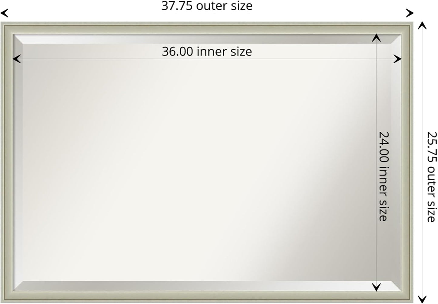 Amanti Art Silver Bathroom Mirror for Over Sink, 26x38 Florence Silver Rectangle Vanity Mirror, Large Casual Frame, Hangs Horizonally and Vertically, Bathroom Wall Decor, Beveled Edge from WI, USA