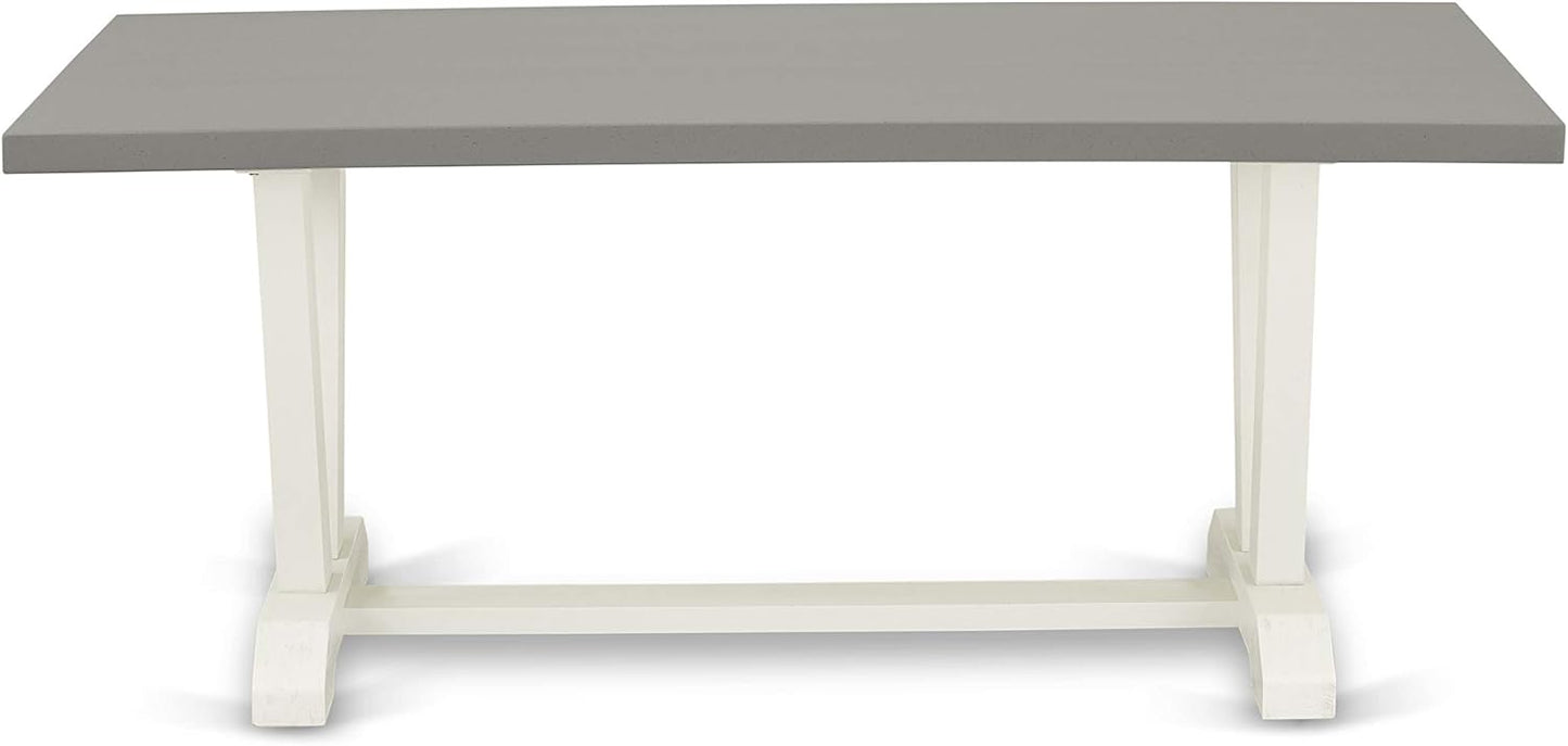 East West Furniture V097EN206-7 7 Piece Modern Dining Table Set Consist of a Rectangle Wooden Table with V-Legs and 6 Dark Shitake Linen Fabric Upholstered Chairs, 40x72 Inch, Multi-Color