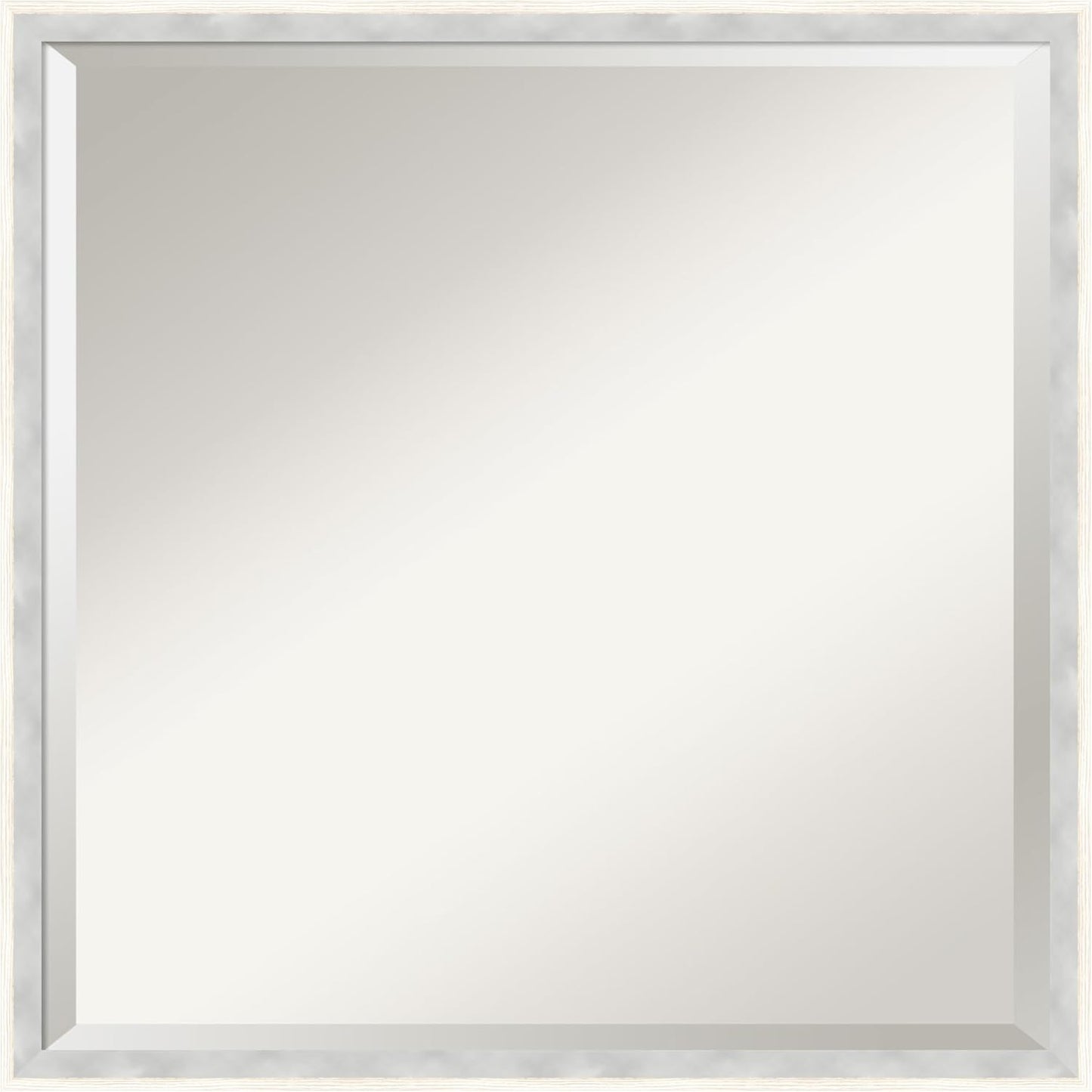 Amanti Art White Bathroom Mirror for Over Sink, 21x21 Paige White Silver Square Vanity Mirror, Medium Modern Contemporary Wood Frame, Hangs Horizonally and Vertically, Bathroom Wall Decor, Beveled