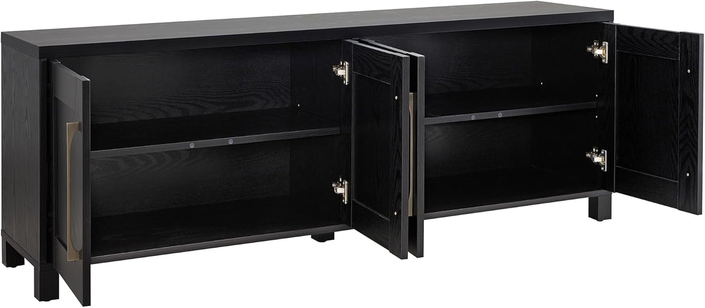 Henn&Hart Rectangular TV Stand for TV's up to 80" in Black Grain, TV Stands for the Living Room