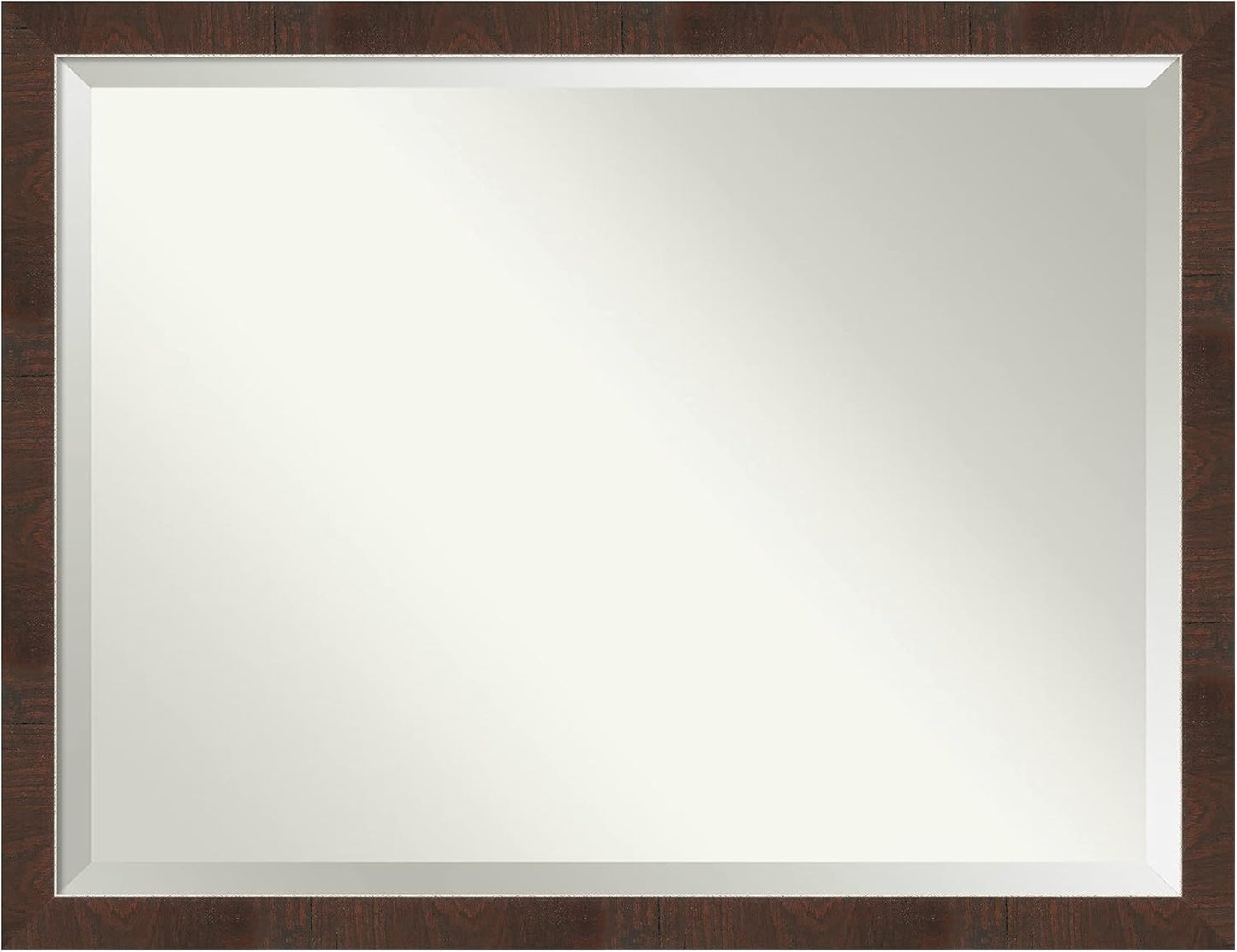 Amanti Art Brown Wall Mirror 33x43 Wildwood Brown Narrow Rectangle Bathroom Mirror for Wall Decor Living Room, X-Large Rustic Farmhouse Frame, Hangs Horizonally and Vertically, Bathroom Decor, Beveled