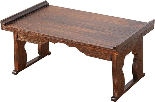 Japanese Floor Table,Small Coffee Table & Tea Table, Altar Table for Meditation,Low Table for Sitting on The Floor,Wood Bed Table Trays with Foldable Legs,Bed Laptop Desk