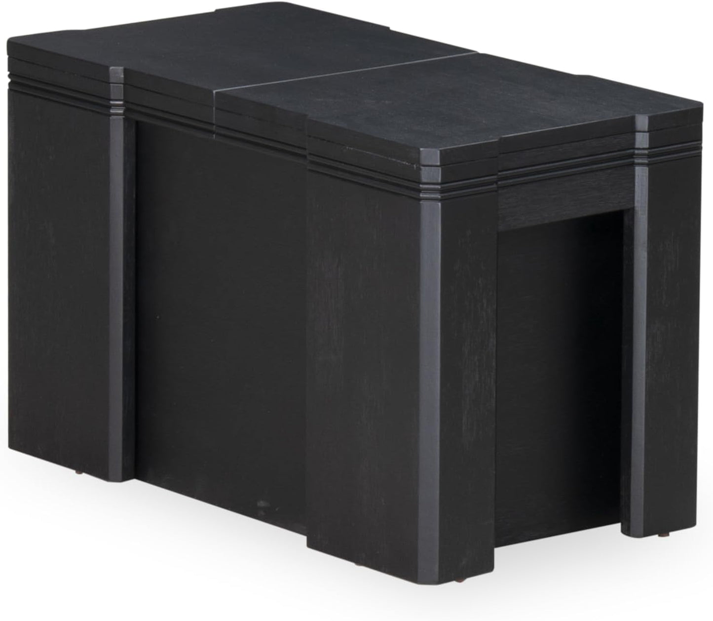 X02X2-2C6-30 4-pc Dining Room Table Set a Rectangular Kitchen Table and a wooden Bench and 2 Wire Brushed Black Polyester Stackable Chair, 39x120 Inch, Wire Brushed Black