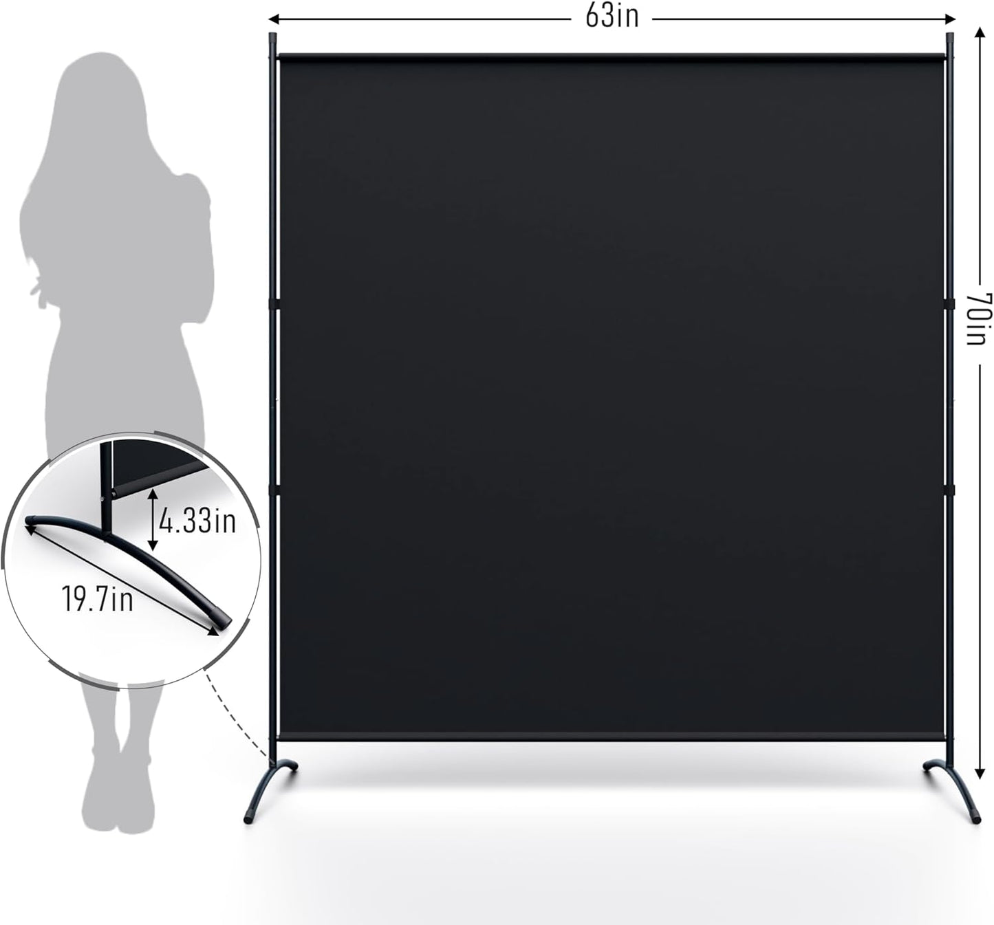 Room Divider 63''W x 71''H Large Single Panel, Privacy Screen for Room Partitions, Portable Room Divider Screen for Room Separtion, Freestanding Fabric Wall Divider for Office, School, Room Separator