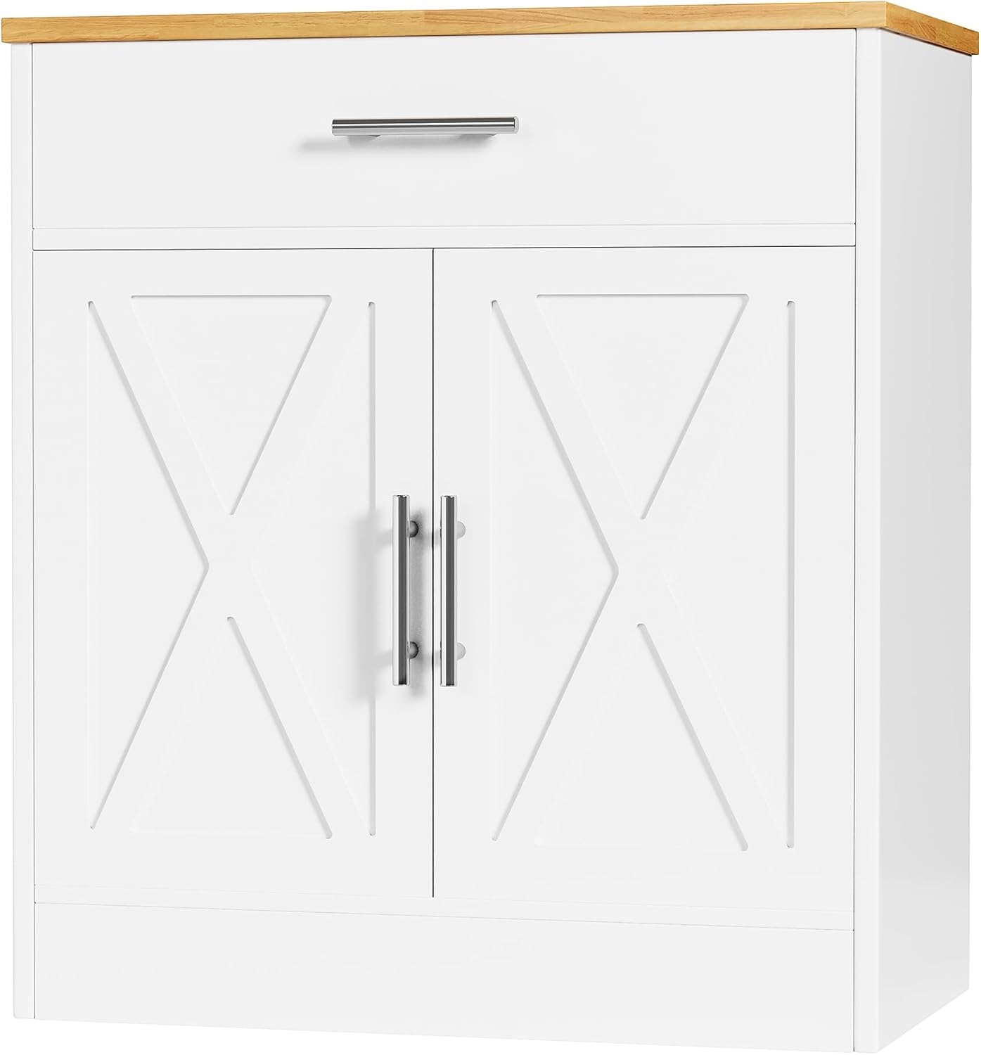 Shintenchi Farmhouse Storage Cabinets with Doors and Shelves,Kitchen Barn Door Storage Cabinet with Drawers,Coffee Bar Cabinet Buffest Sideboard for Dining Room,Bathroom,Entryway,White