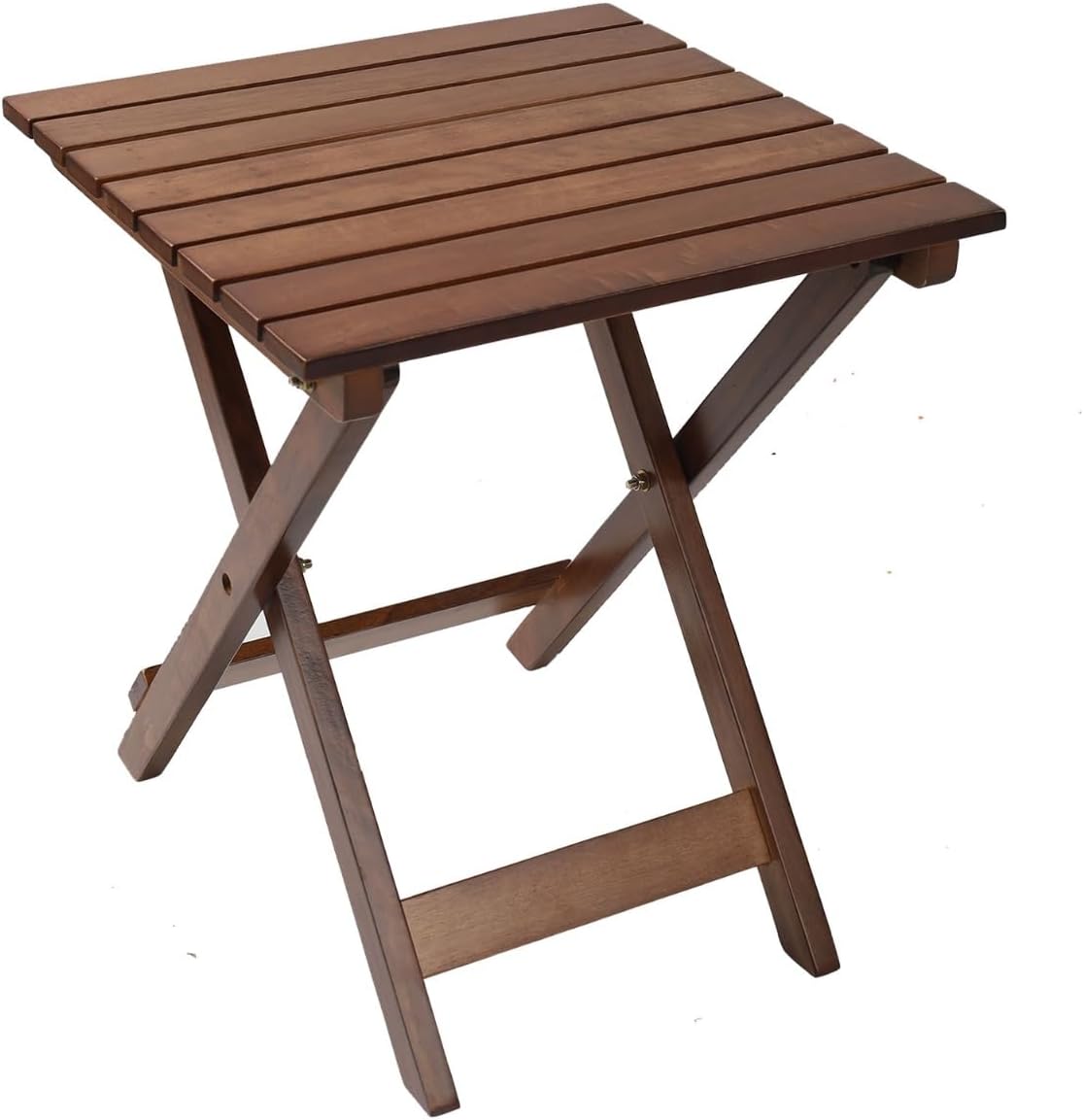 Outdoor Patio Side Table Small Wood End Square Table Folding Coffee Furniture for Living Room, Bedroom, Plant Stand, Camping Portable Brown