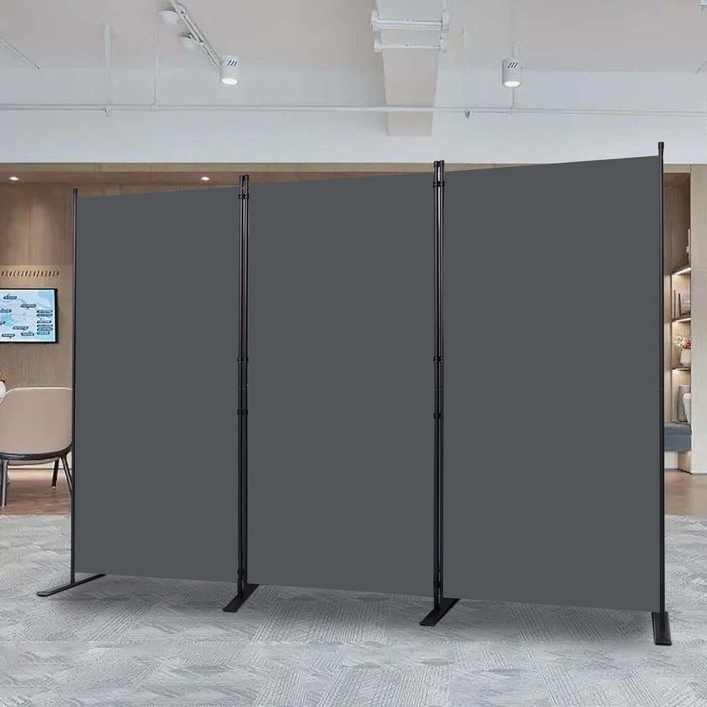 Room Divider, 3 Panel Folding Privacy Screens with Wider Support Feet, 6 Ft Portable Room Partition for Room Separator, 102" W X 71" H, Grey