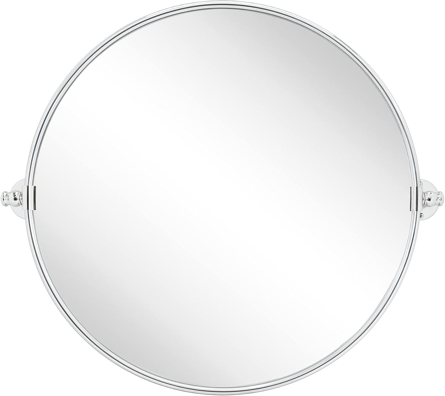 TEHOME Round Pivot Bathroom Mirror Chrome Circle Metal Framed Tilting Vanity Mirrors for Wall