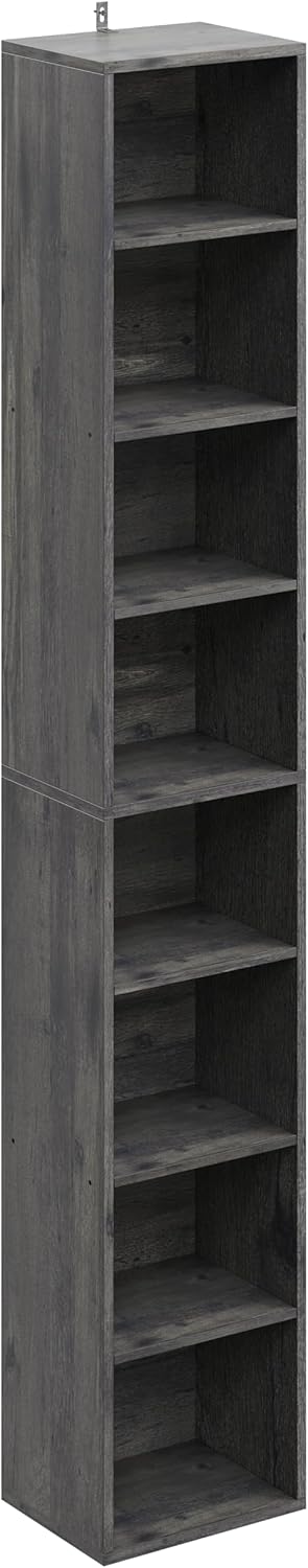 IRONCK Tall Narrow Bookshelf 8 Tiers, Compact Corner Bookcase, Easy to Match for Living Room, Office, Study, Bedroom