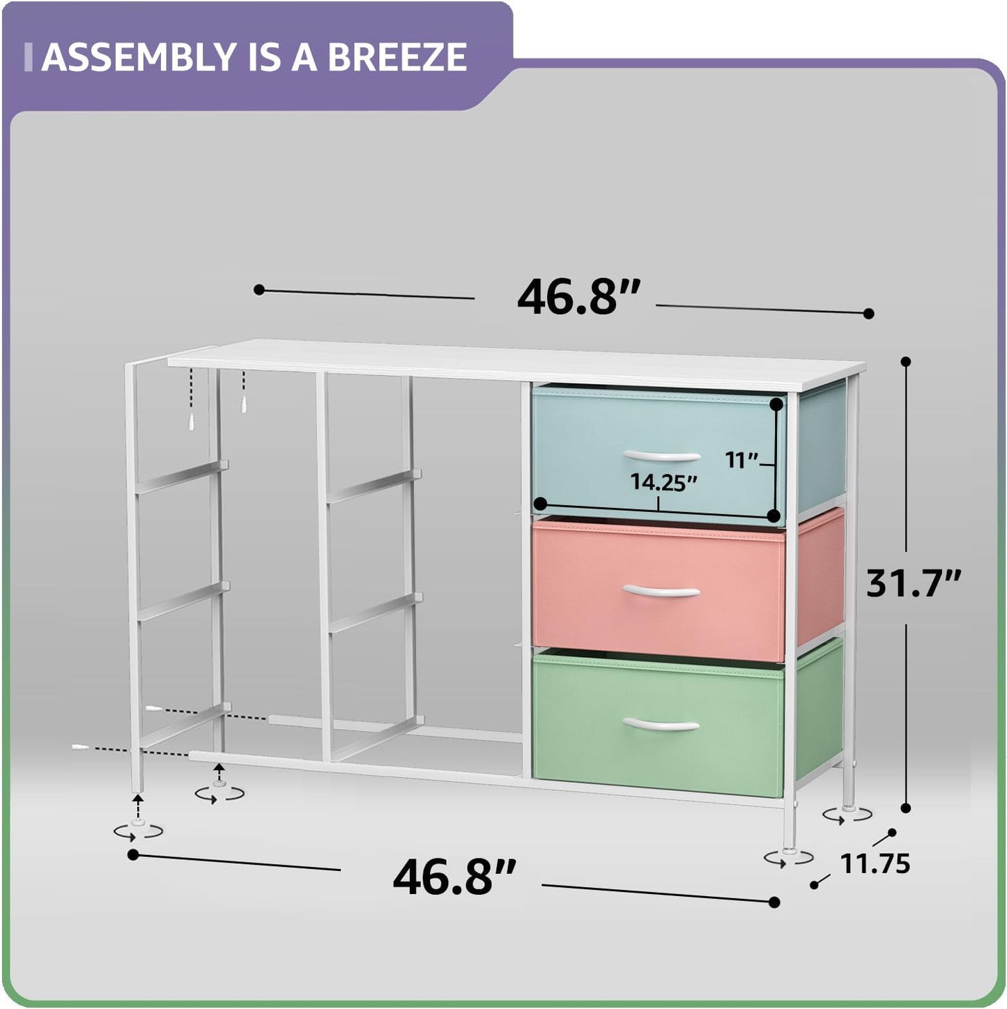 Sorbus Kids Dresser with 9 Drawers - Storage Unit Organizer Chest for Clothes - Bedroom, Kids Room, Nursery, & Closet