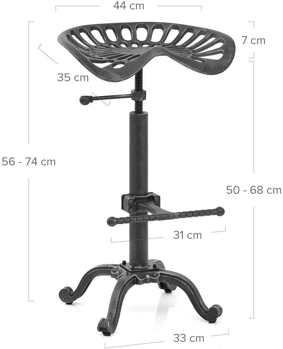 Diwhy Rustic Industrial Farmhouse Tractor Seat Counter Height Adjustable Bar Stool Cast Iron Swivel Stool Industrial bar Chair (Rust, Cast Iron)