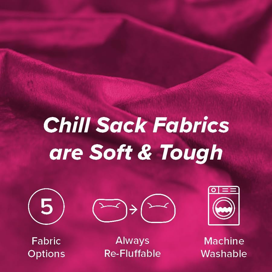 Chill Sack Bean Bag Chair: Giant 5' Memory Foam Furniture Bean Bag - Big Sofa with Soft Micro Fiber Cover - Pink
