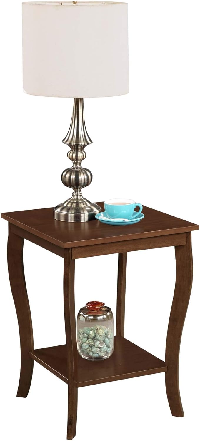 Convenience Concepts American Heritage Square End Table with Shelf, Espresso