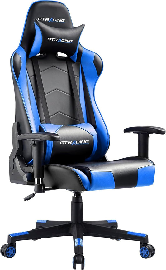 GTRACING Gaming Chair Racing Office Computer Ergonomic Video Game Chair Backrest and Seat Height Adjustable Swivel Recliner with Headrest and Lumbar Pillow Esports Chair (NavyBlue)