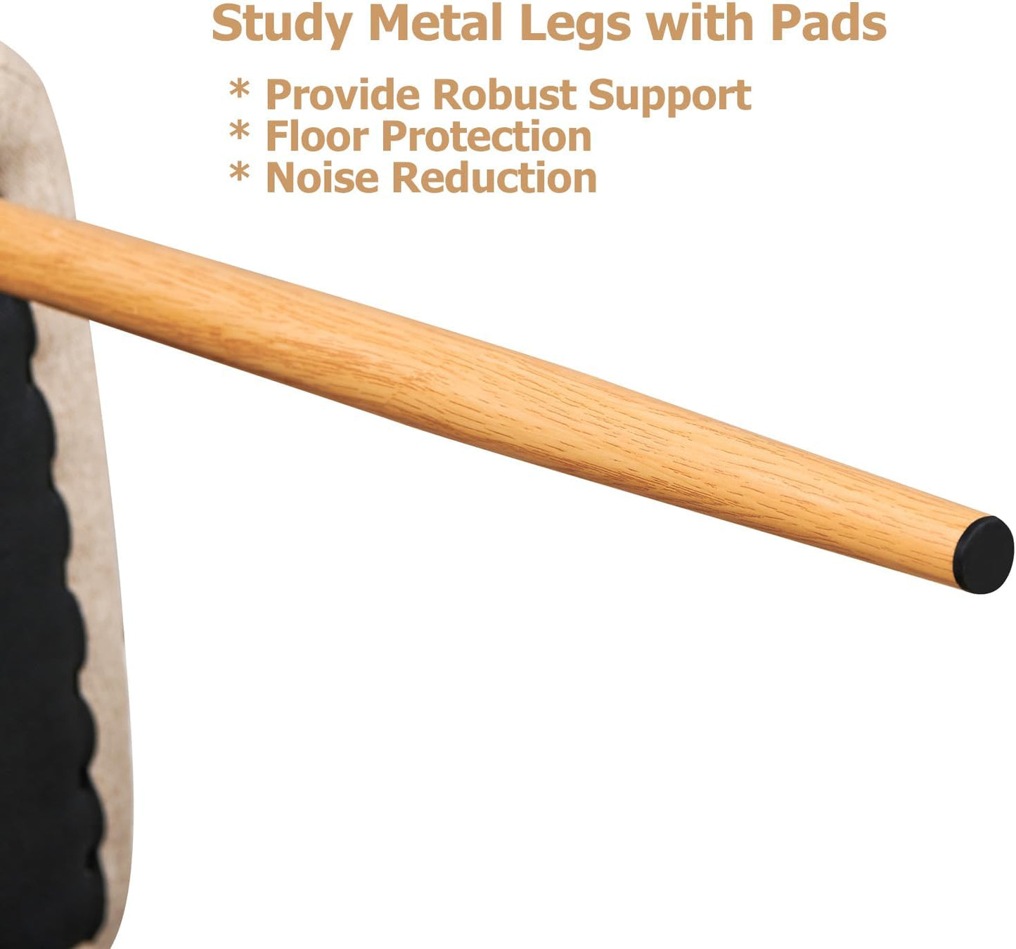 FurnitureR Dining Chairs Set of 4, Upholstered Fabric Armless Dining Room Seating, Side Chair Mid-Back with Metal Legs for Kitchen Living Room Bedroom, Light Beige