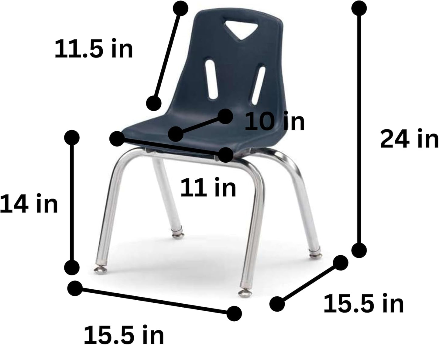 Berries Jonti-Craft 8144JC6112 Stacking Chairs with Chrome-Plated Legs, 14" Height, Navy, Pack of 6