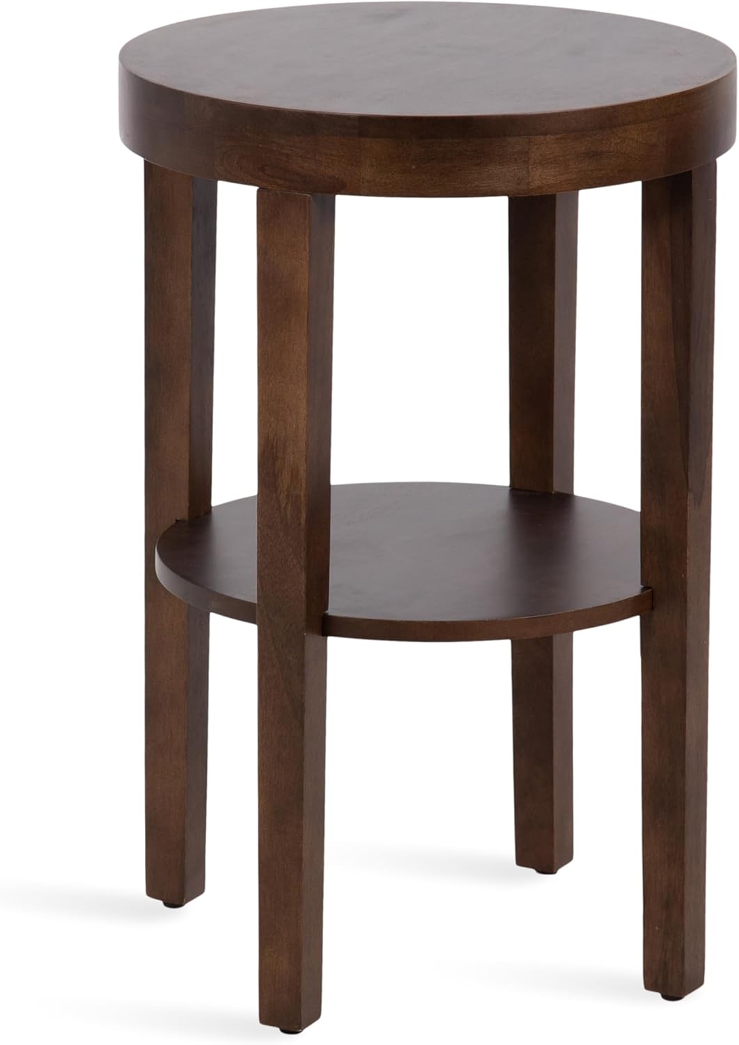 Kate and Laurel Talcott Modern Round Wood Side Table, 16 x 16 x 24, Dark Brown, Transitional Decorative Two-Tier End Table for Use as a Bedroom Nightstand or Living Room Plant Stand
