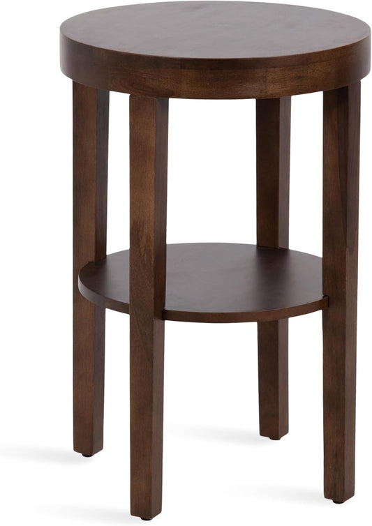 Kate and Laurel Talcott Modern Round Wood Side Table, 16 x 16 x 24, Dark Brown, Transitional Decorative Two-Tier End Table for Use as a Bedroom Nightstand or Living Room Plant Stand
