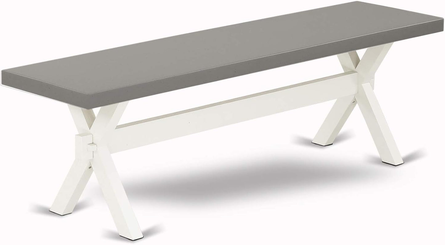 East West Furniture X097CE215-6 6 Piece Dining Room Table Set Contains a Rectangle Kitchen Table with X-Legs and 4 Baby Blue Linen Fabric Parson Chairs with a Bench, 40x72 Inch, Multi-Color