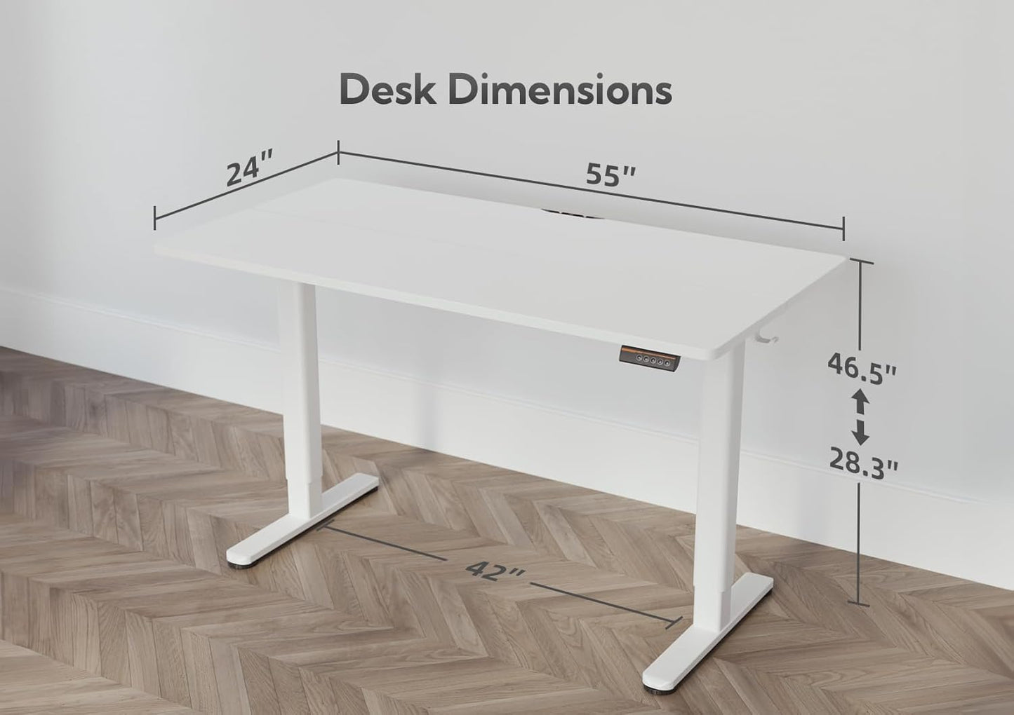 YDN Electric Standing Desk, Adjustable Height Desk 55x24 Inchs Stand up Desk, Sit Stand Home Office Desk with Splice Board, White Top