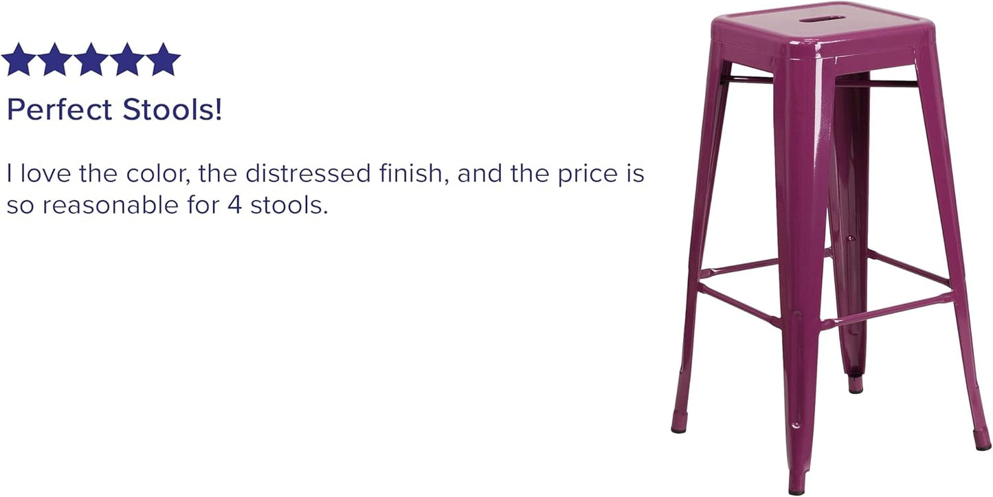 Flash Furniture Commercial Grade 30" High Backless Purple Indoor-Outdoor Barstool