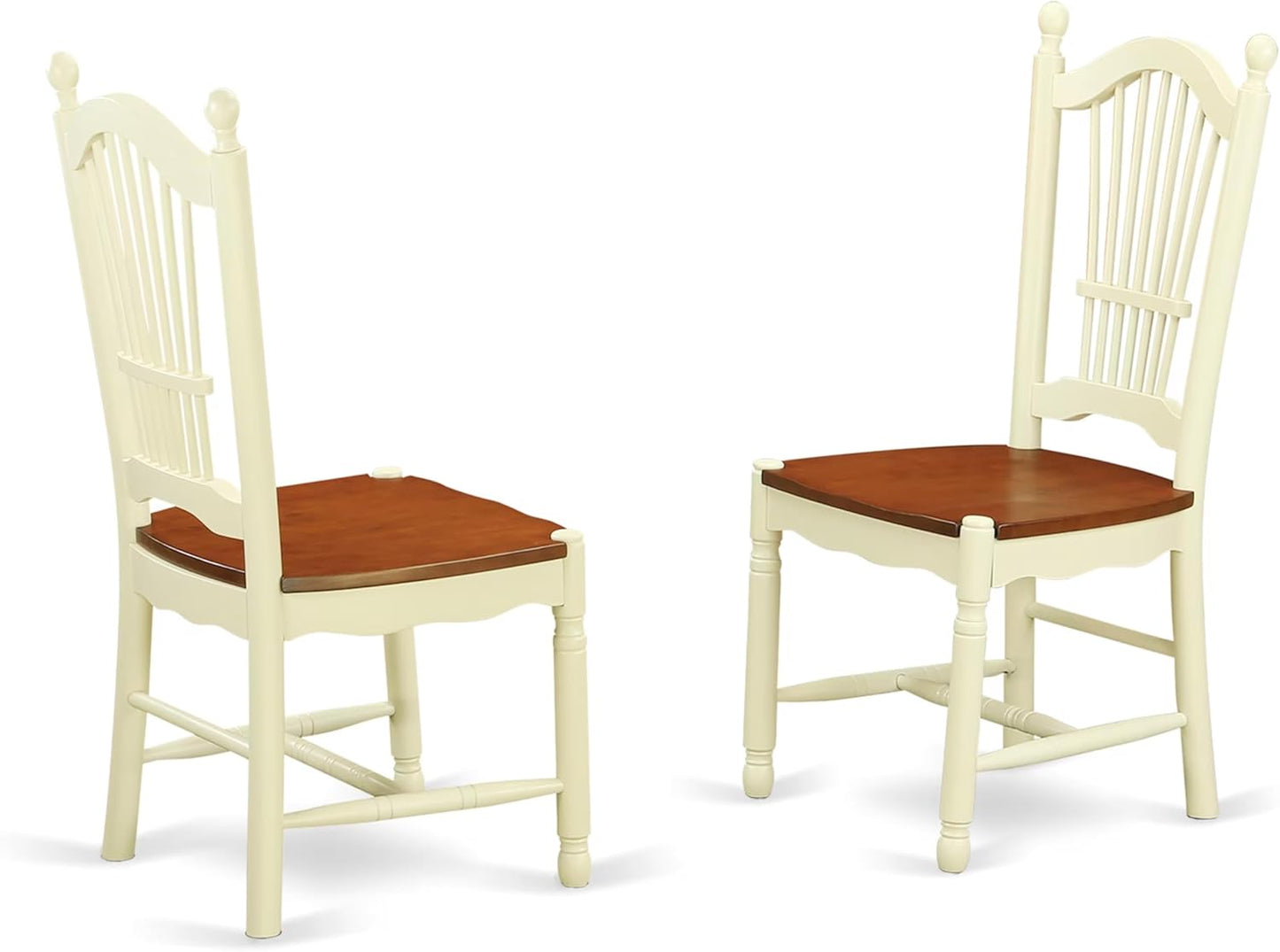 East West Furniture DOVE9-WHI-W 9 Piece Dining Room Table Set Includes a Rectangle Kitchen Table with Butterfly Leaf and 8 Dining Chairs, 42x78 Inch, Buttermilk & Cherry