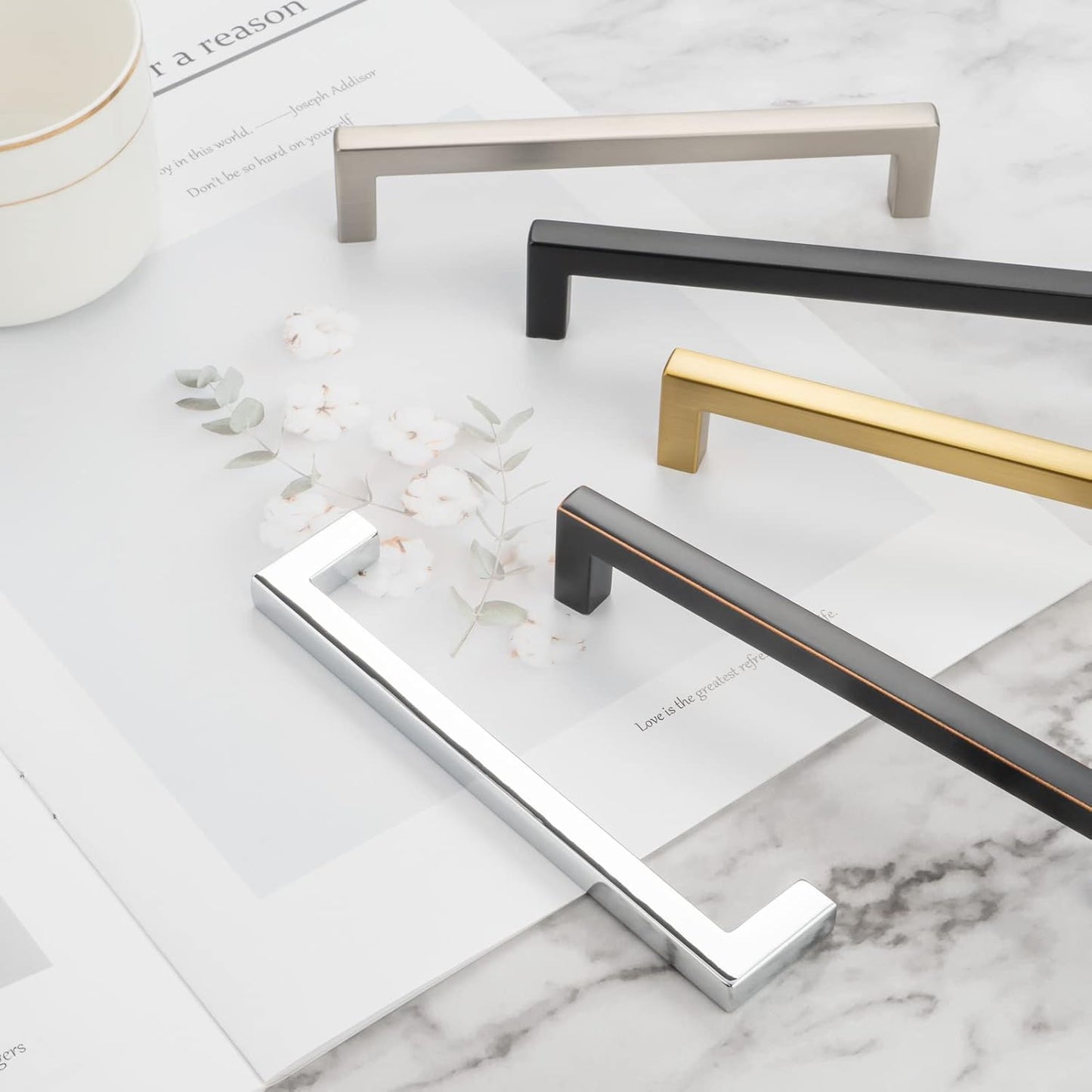 KOOFIZO 20-Pack Solid Square Bar Cabinet Handle - Brushed Gold Furniture Pull, 3 Inch/76mm Screwhole Distance for Kitchen Cupboard Door, Bedroom Dresser Drawer, Bathroom Wardrobe Hardware