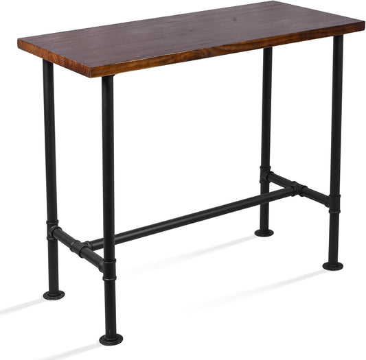 Diwhy DIY Industrial Design Pipe Dining Table Casual Pub BAR Laptop Table Modern Studio Wood and Metal Rectangular Dining Table homeoffice Desk Breakfast high bar Table Brown Desktop 47.3" × 23.6"