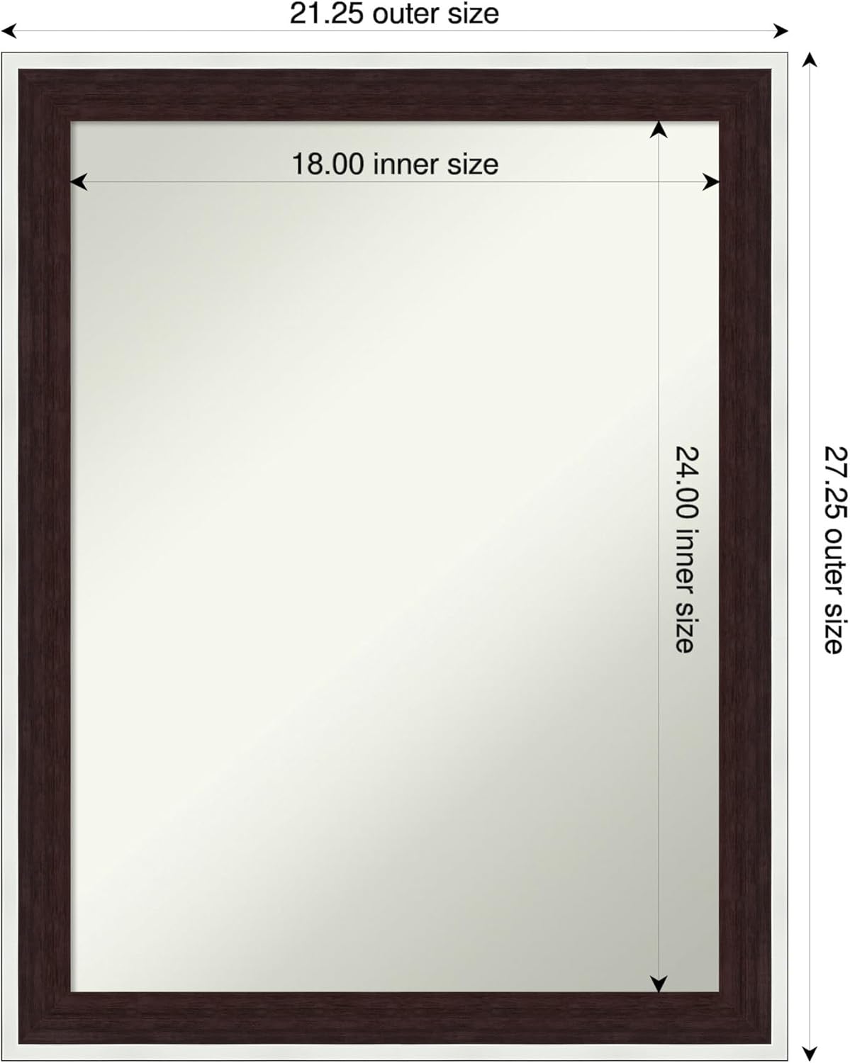 Amanti Art Bathroom Mirror for Over Sink, 27x21 Maya Espresso Silver Rectangle Vanity Mirror, Medium Modern Contemporary Frame, Hangs Horizonally and Vertically, Bathroom Wall Decor, Non-Beveled Edge