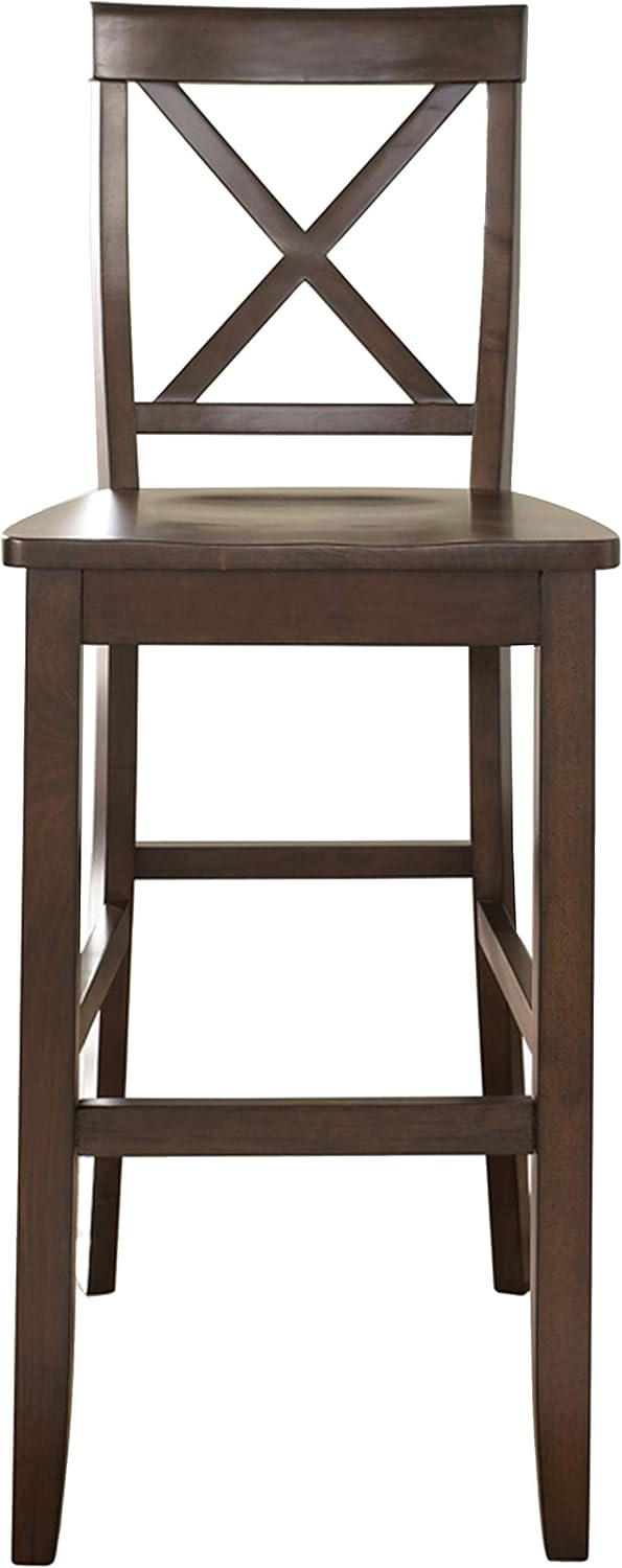 Crosley Furniture X-Back Wood Bar Stools Set of 2, Vintage Mahogany, 30-inch
