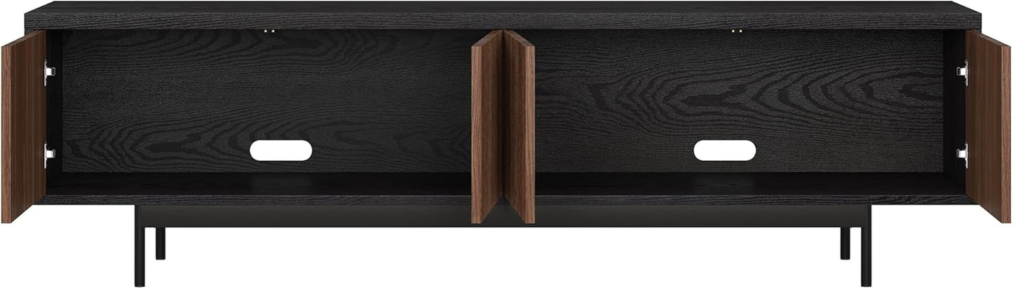Henn&Hart Rectangular TV Stand for TV's up to 75" in Natural Black/Medium Walnut, for Home, Living Room, Bedroom, Entertainment Room, Office