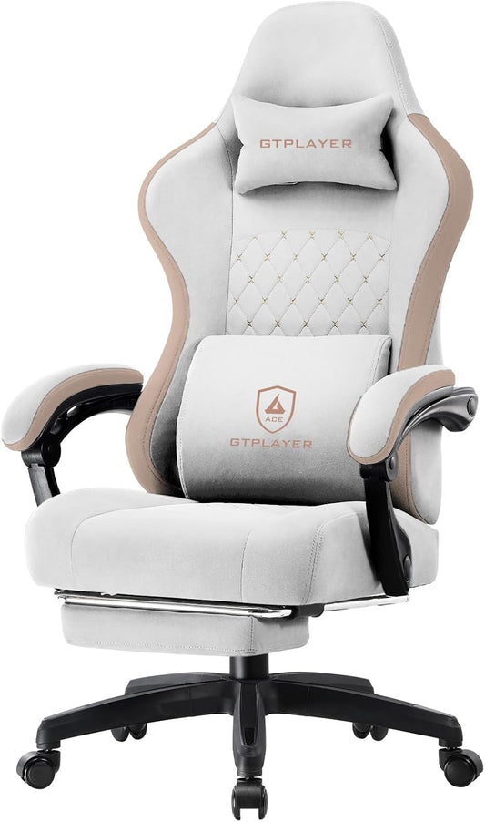 GTPLAYER Gaming Chair, Computer Office Chair with Pocket Spring Cushion, Linkage Armrests and Footrest, High Back Ergonomic Computer Chair with Lumbar Support Task Chair with Footrest