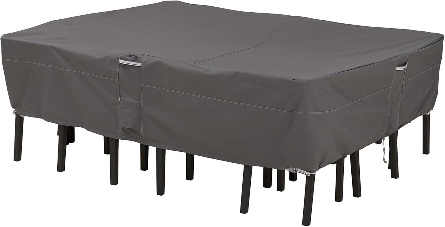 Classic Accessories Ravenna Water-Resistant 128 Inch Rectangular/Oval Patio Table & Chair Set Cover, Outdoor Table Cover