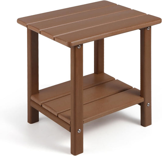 Adirondack Outdoor Side Table, 2-Tier Sturdy Patio End Table Weather Resistant, 16.5" Solid Side Table for Patio, Pool, Porch