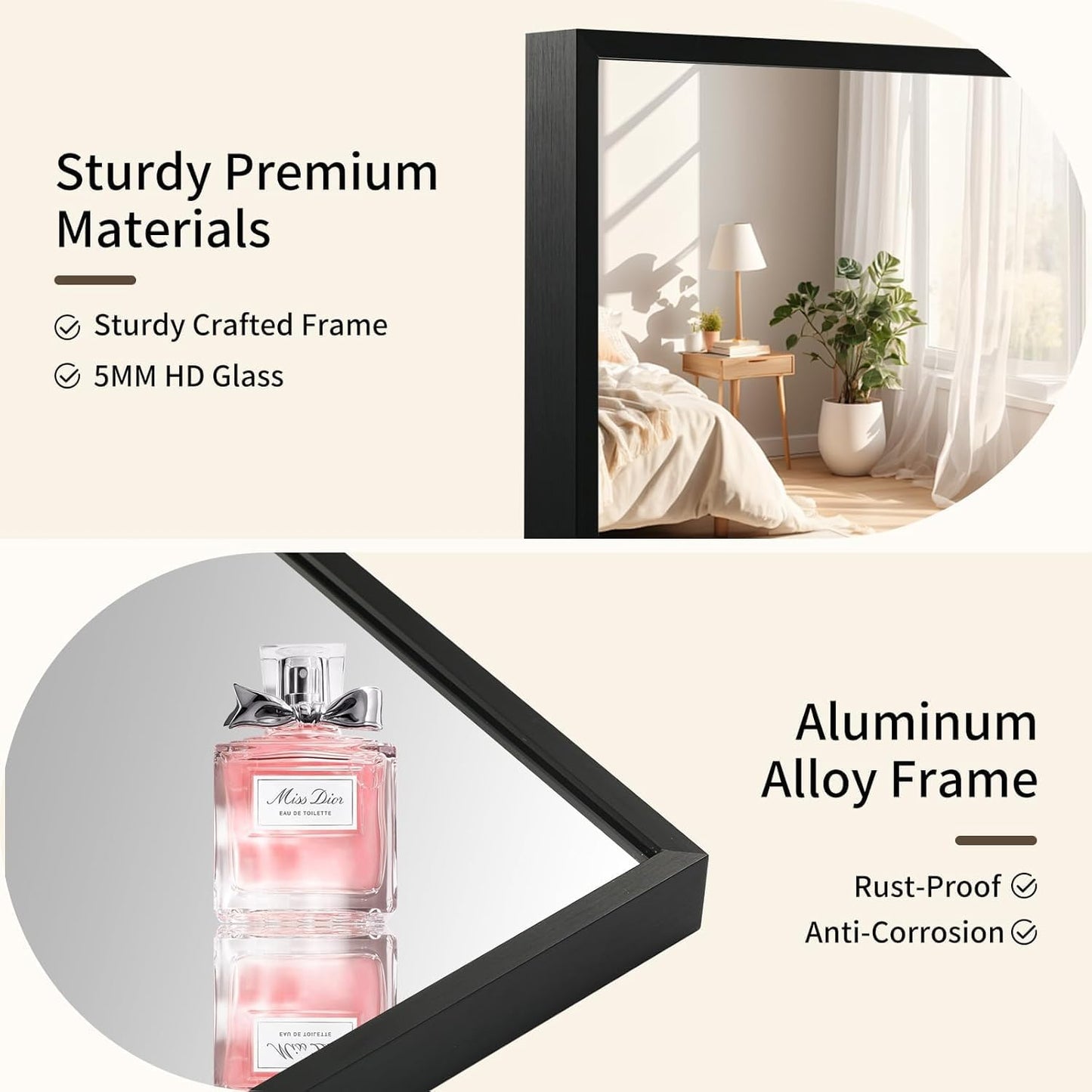 Matte Black Mirror, 40x30 Inch Aluminum Framed Rectangle Mirror, Anti-Rust, Tempered Glass, Square Corner Wall Mirror for Over Sink, Vanity, Bedroom, Entryway, Horizontal/Vertical