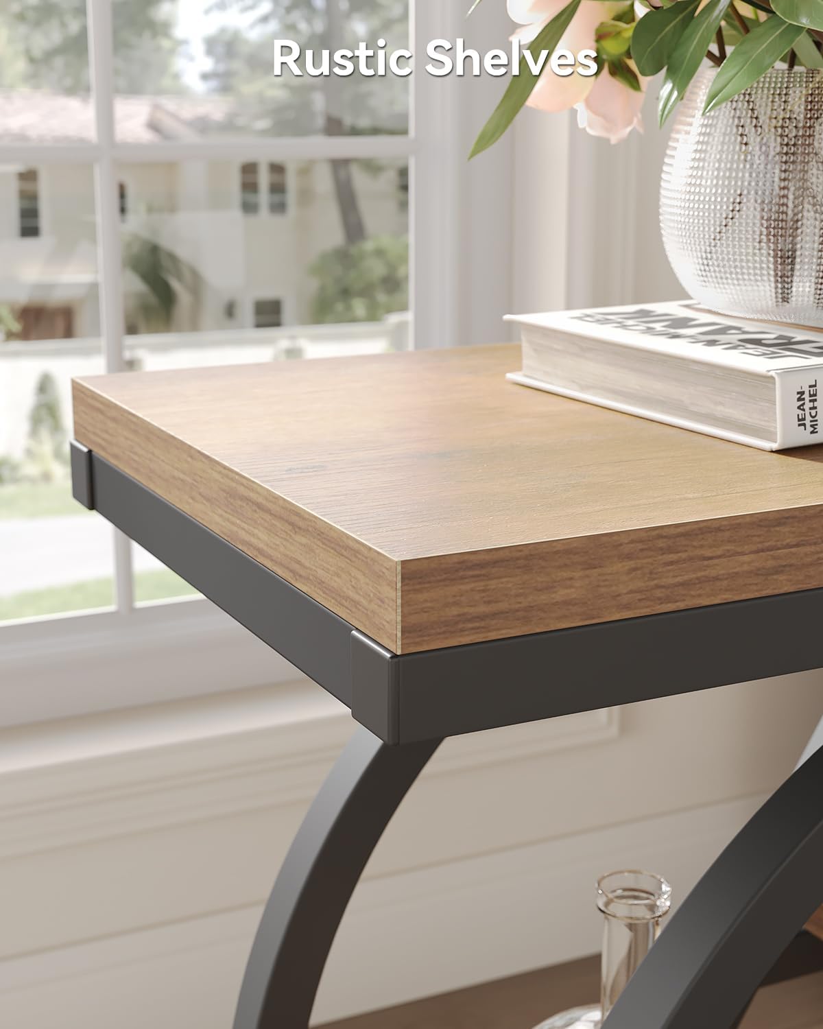 End Table, Narrow Side Table with 4-Tier Large Storage Space, Modern Bedside Table for Living Room, Home Office, Bedroom, Natural